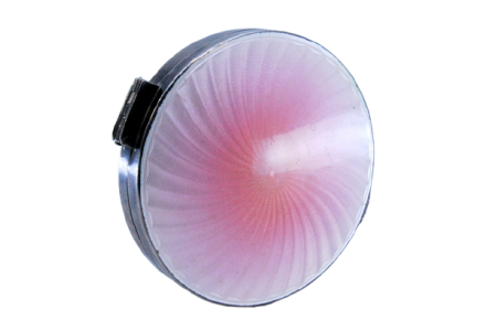 Caixa de toilette em prata com espelho, tampa esmaltada em vortice.